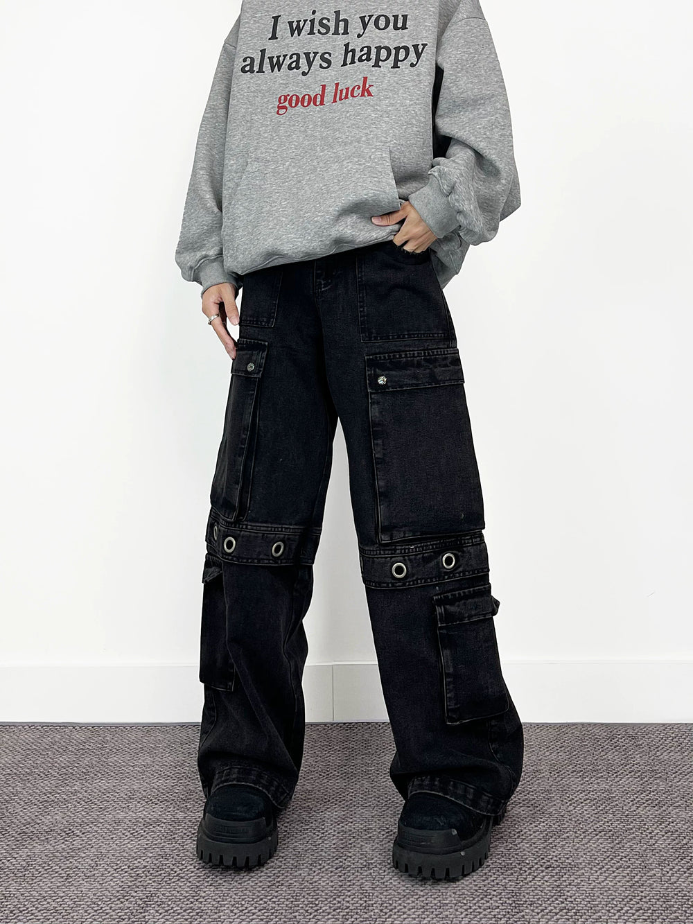 A knife wide-leg workwear jeans