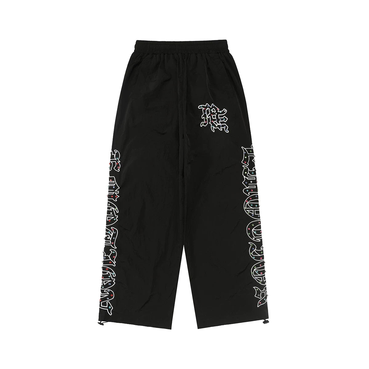 MIXED EMOTION Rhinestone Embroidered Wide Leg Pants