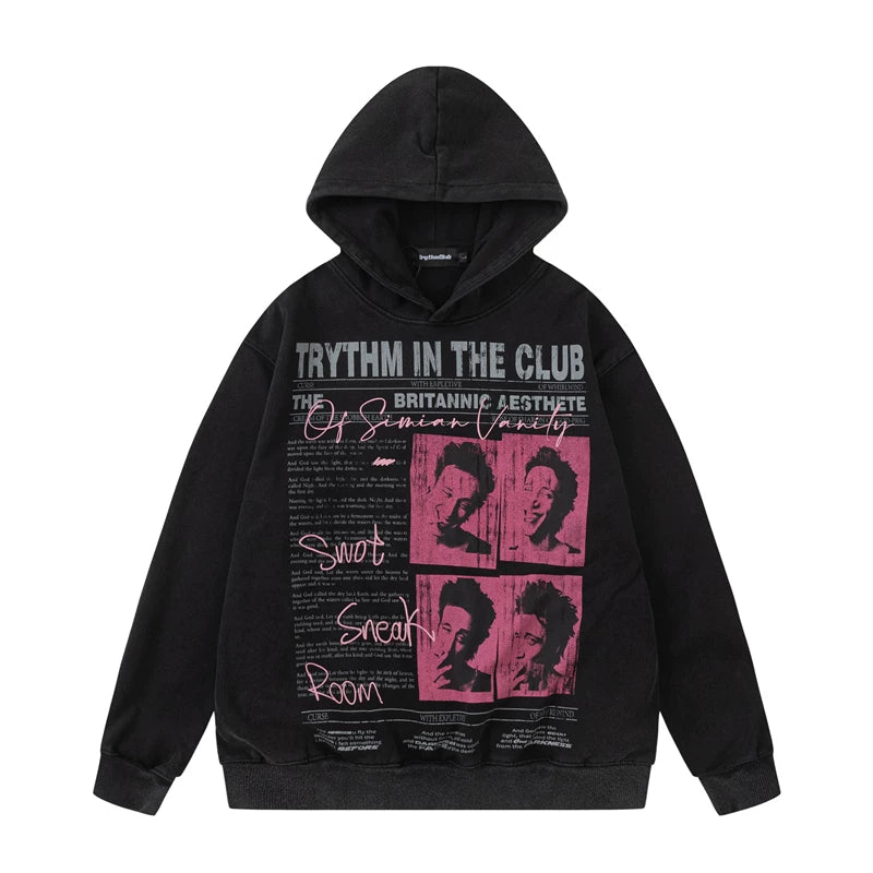 A knife vintage distressed heavyweight hooded sweatshirt
