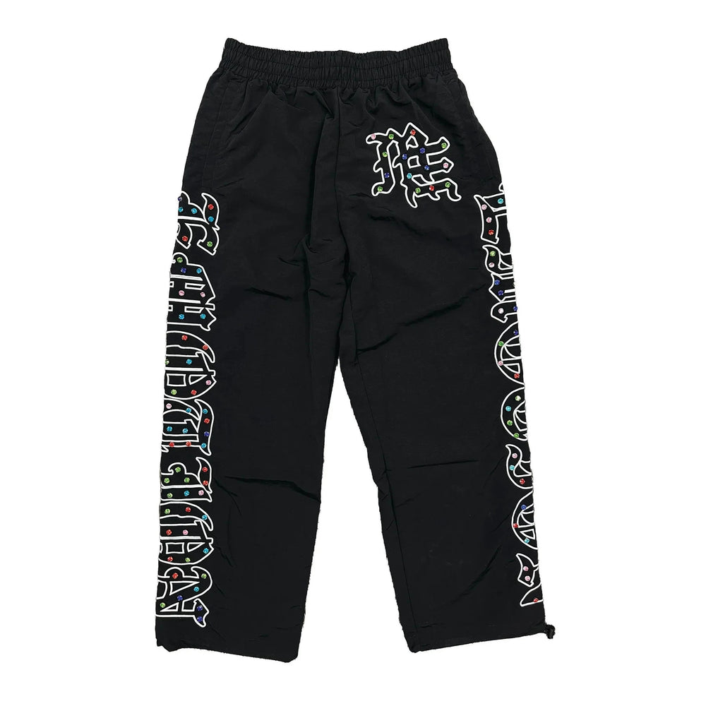 MIXED EMOTION Rhinestone Embroidered Wide Leg Pants