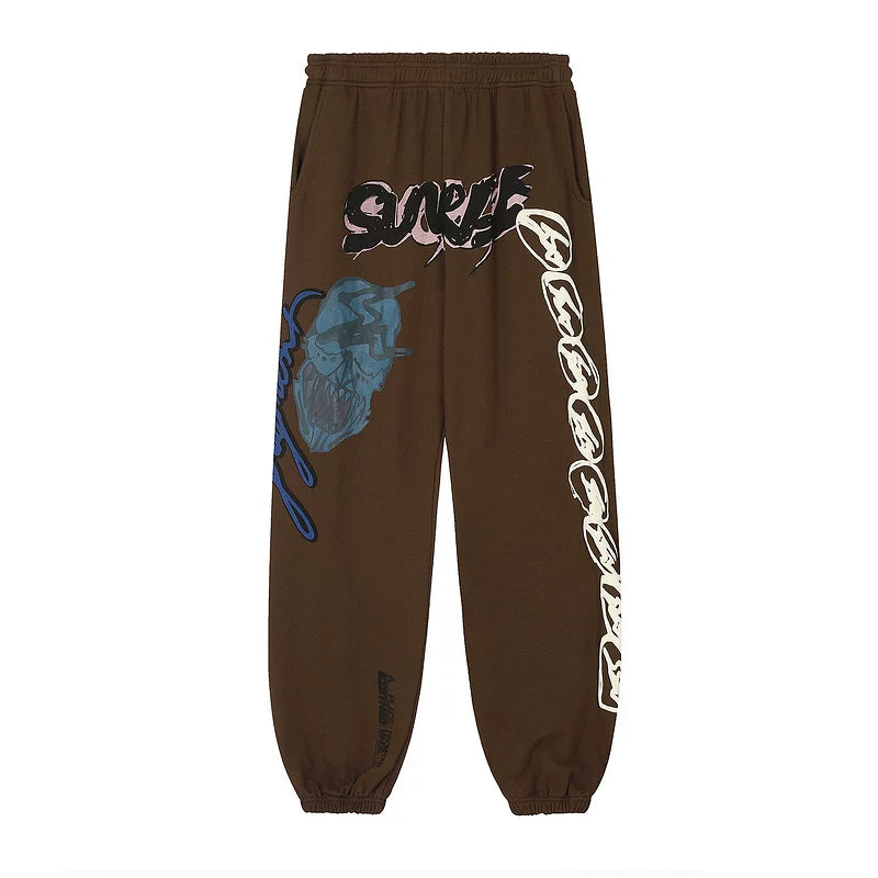 Travis Scott, Hiroshi Fujiwara, Skeleton Lightning Collaboration Waist Pants, High Street Hip Hop Sports Casual Loose Leg Tights