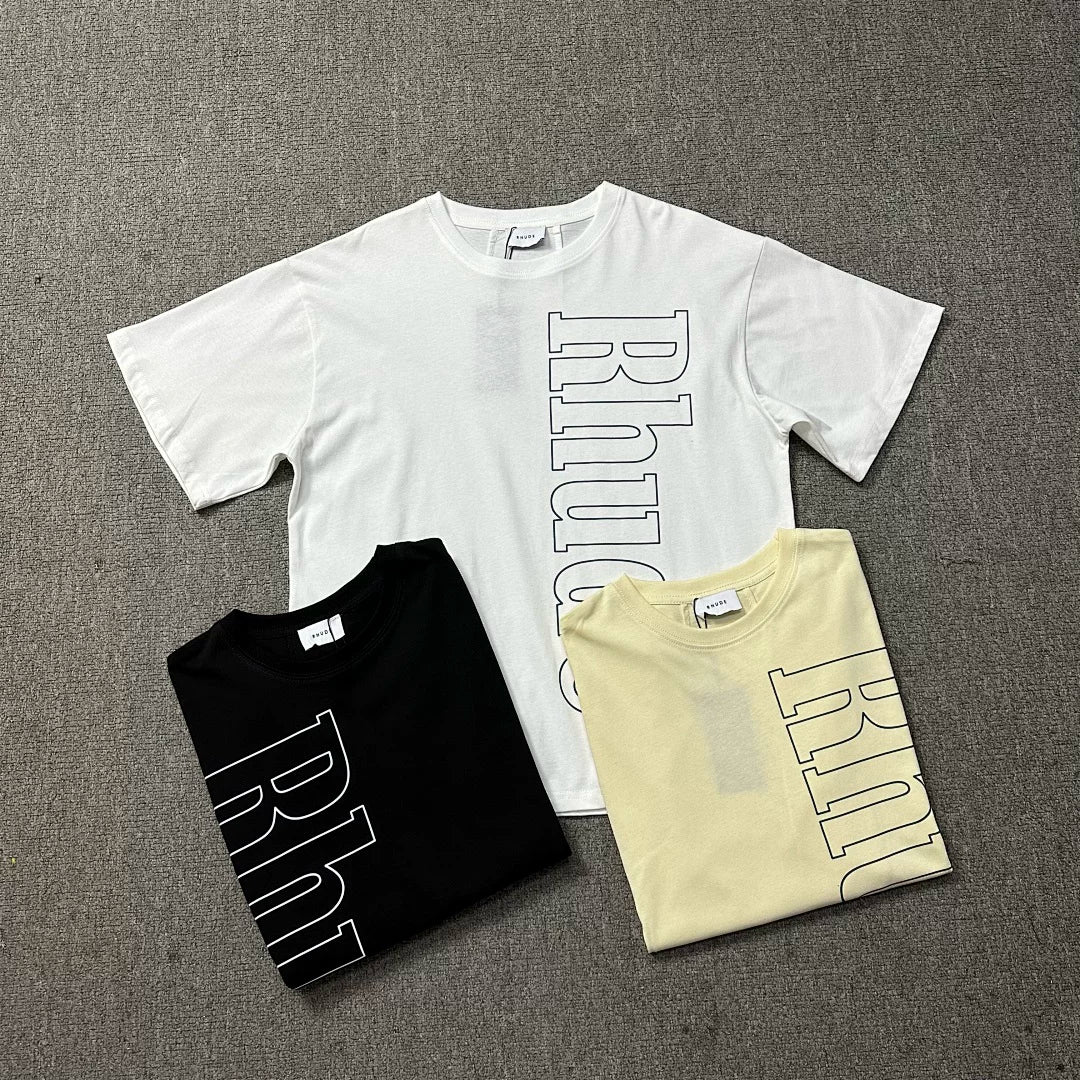 RHUDE Hollow Letter Graphic Pure Cotton Summer Tee