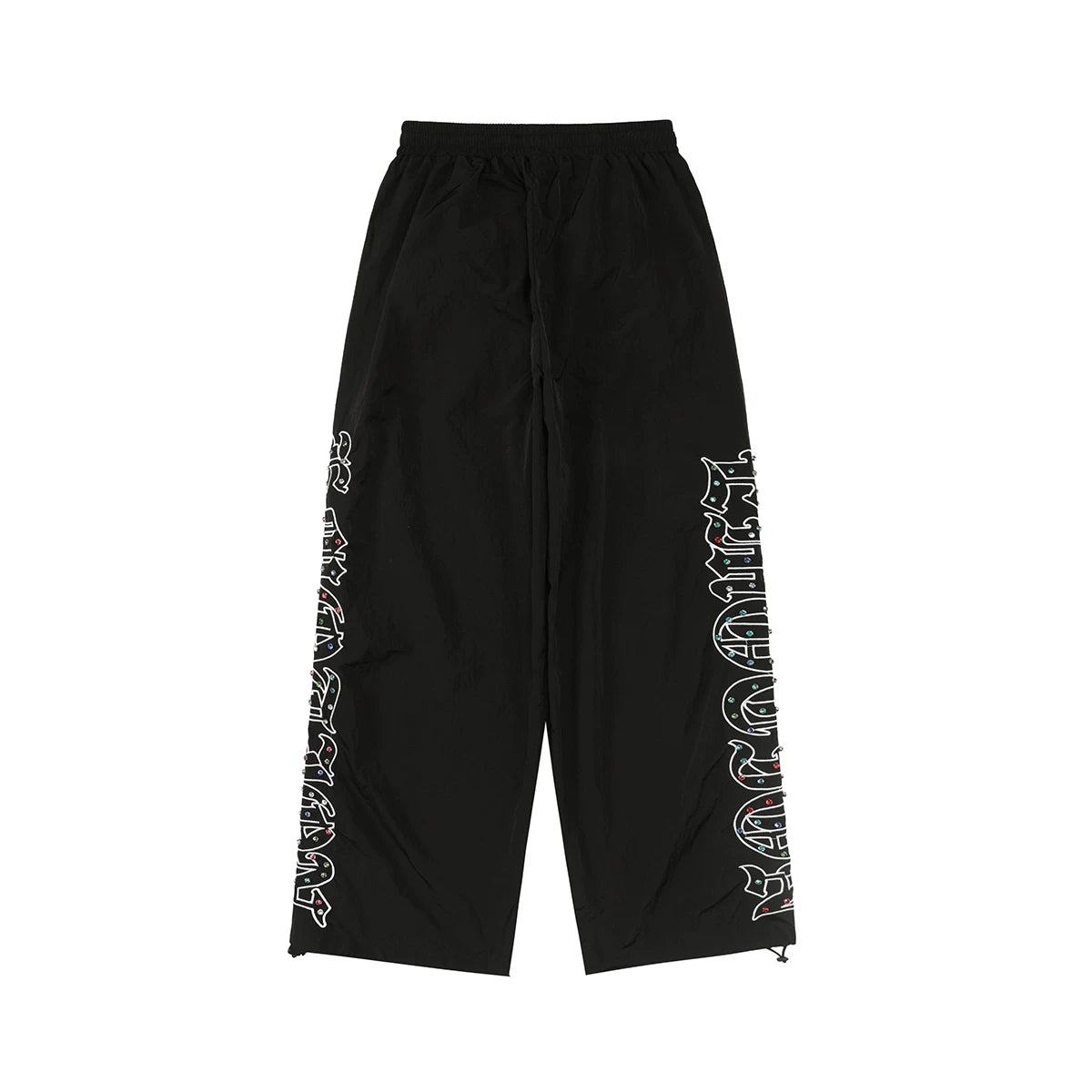 MIXED EMOTION Rhinestone Embroidered Wide Leg Pants