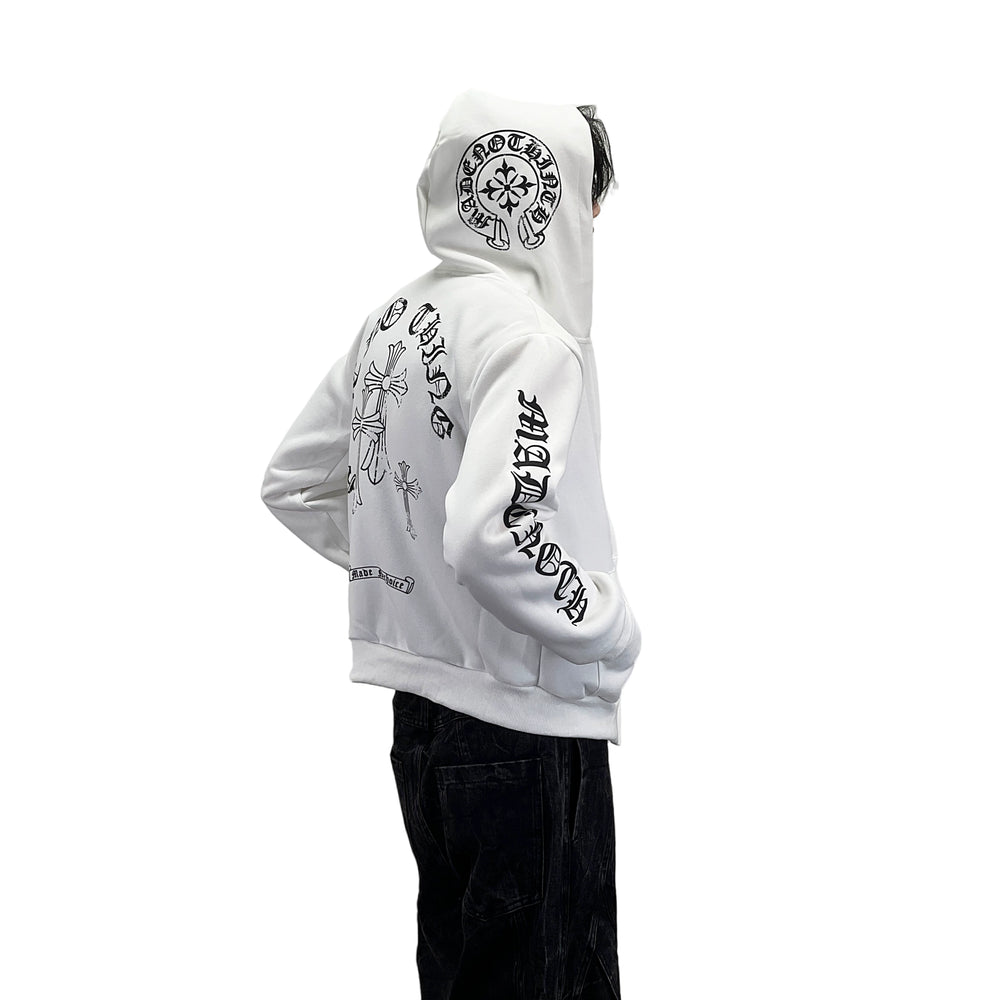 A knife Gothic-style letter-print short coat