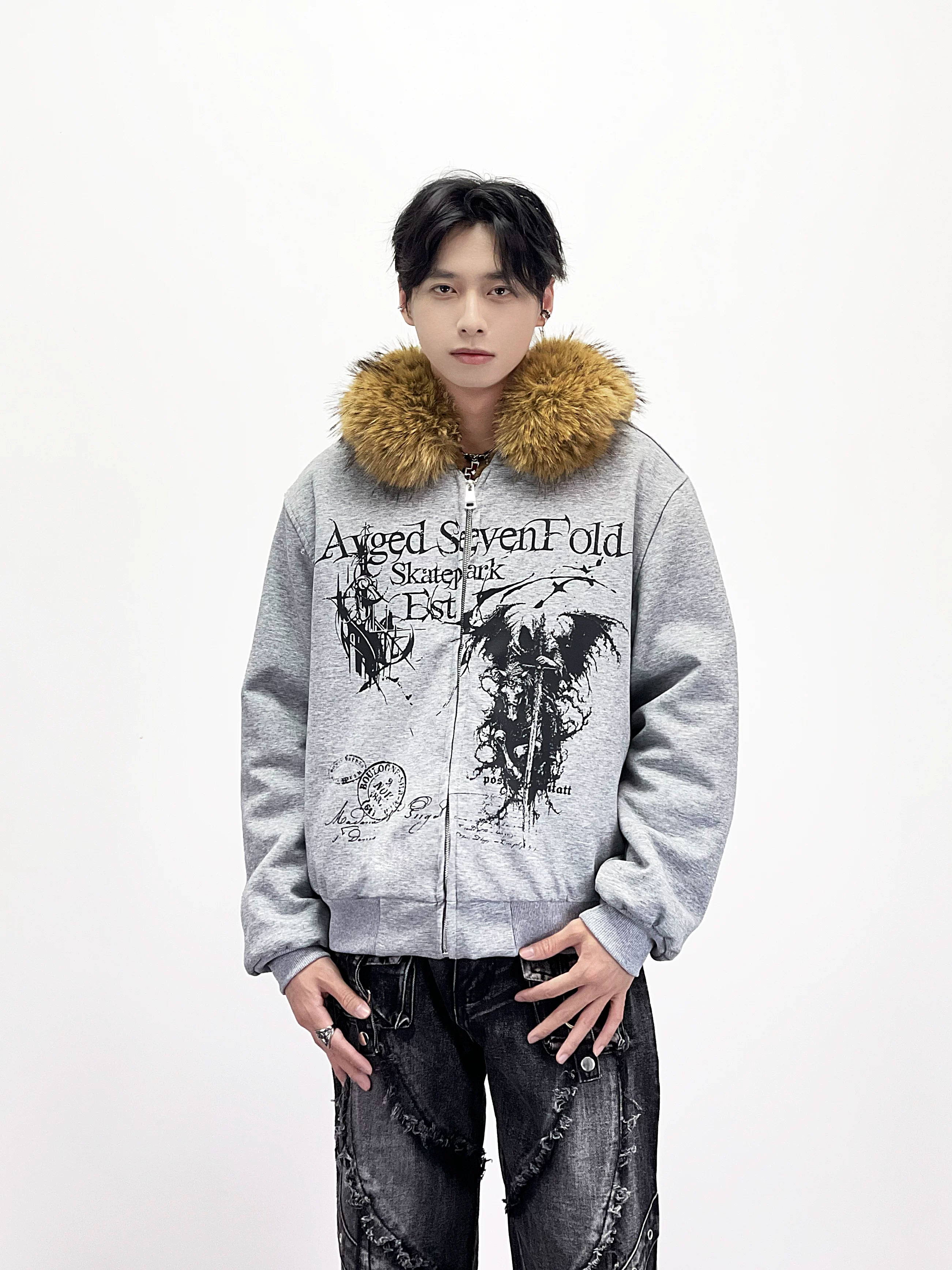 A knife detachable fur-lined thick coat