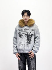 A knife detachable fur-lined thick coat