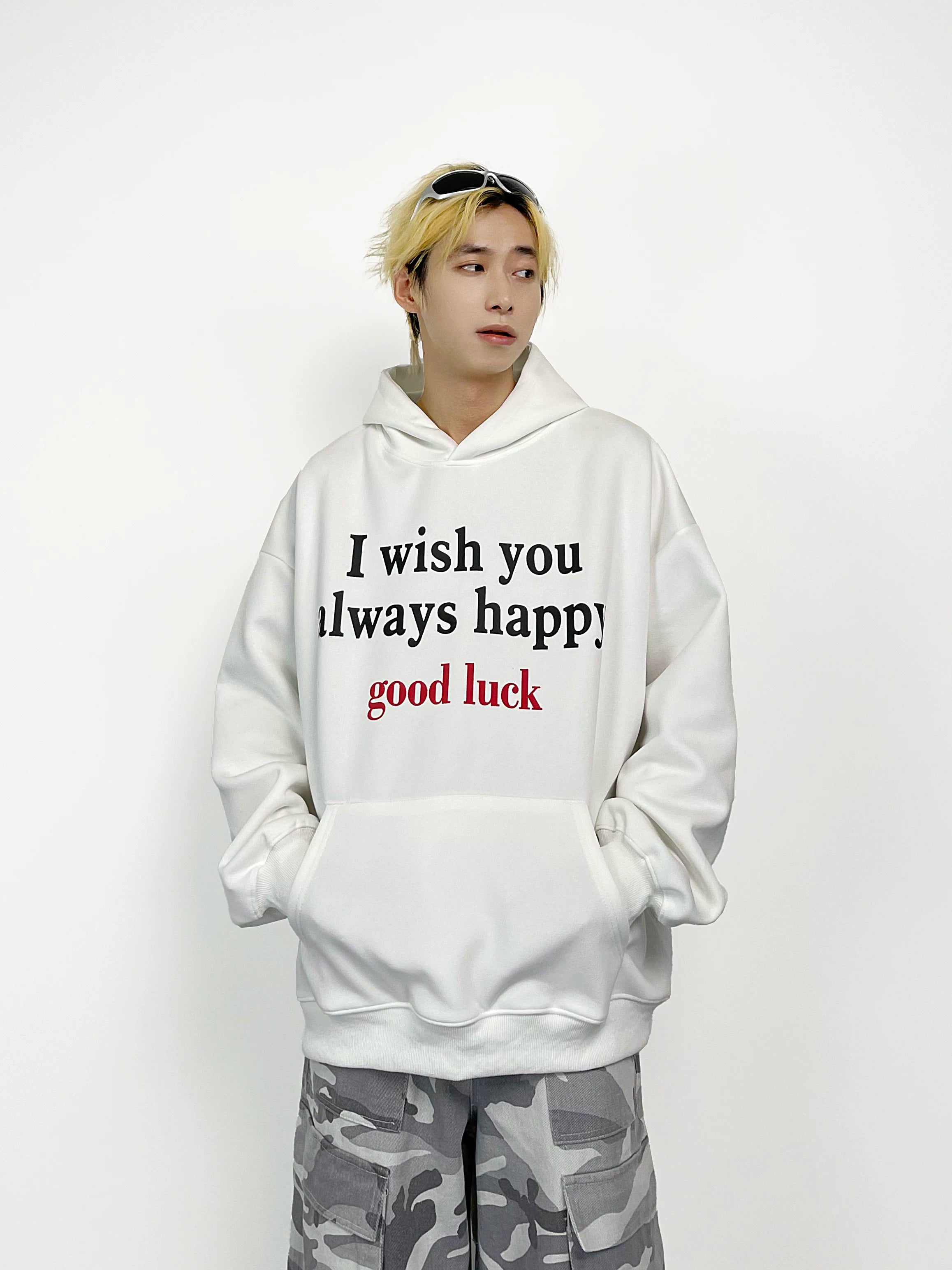 A knife streetwise cool letter-printed hooded sweatshirt