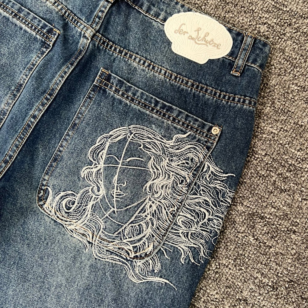 Derchutze Venus Embroidered Loose Straight Jeans