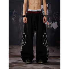 Unmanned island light cool feeling Abiy2k totem print leopard print double waisted loose casual pants for men and women