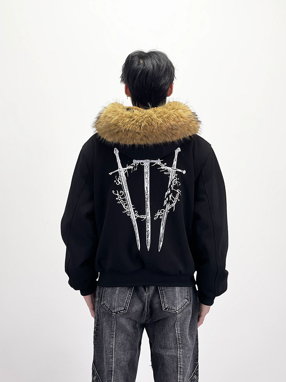 A knife detachable fur-lined thick coat