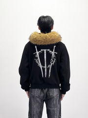 A knife detachable fur-lined thick coat