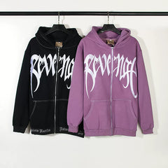 Revenge High Street Heavy Embroidered Zip Up Hoodie