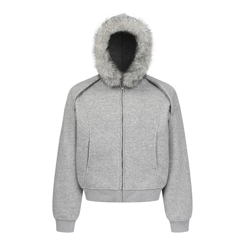 A knife cleanfit hooded boyfriend short coat with a collar