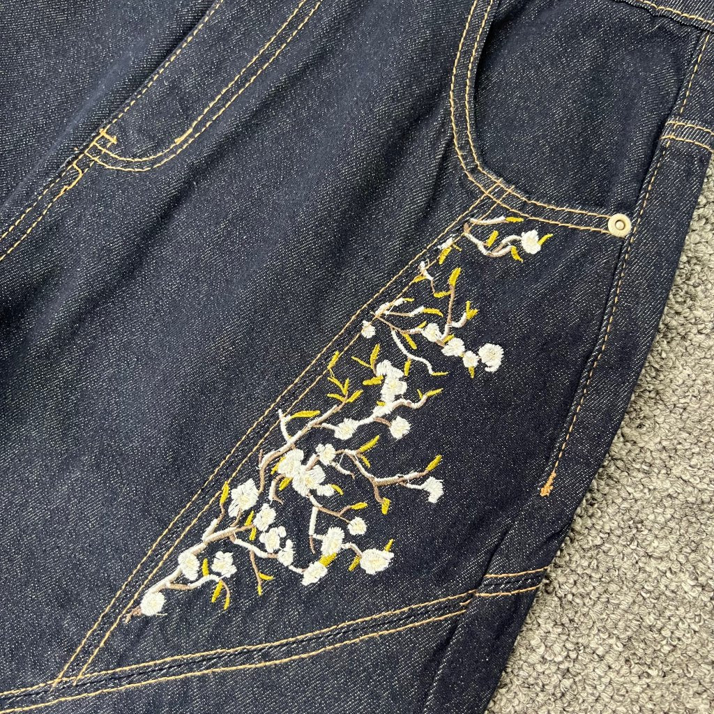 Derchutze Embroidered Patchwork Loose Straight Jeans