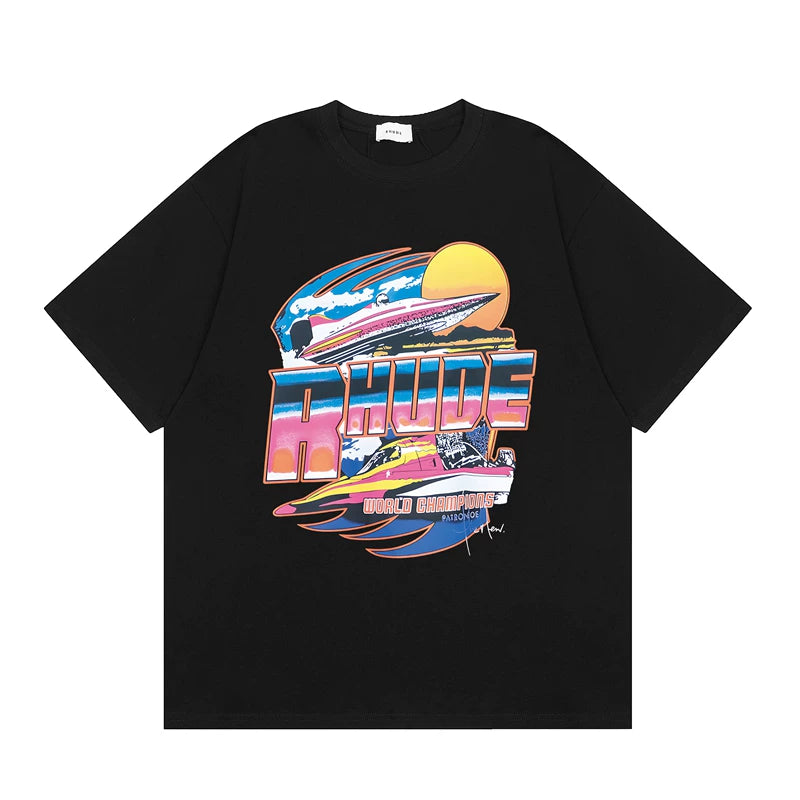 RHUDE High Street Oversized Graphic Pure Cotton T-Shirt