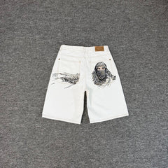 DerschutzeGoddess Embroidered Loose Denim Shorts