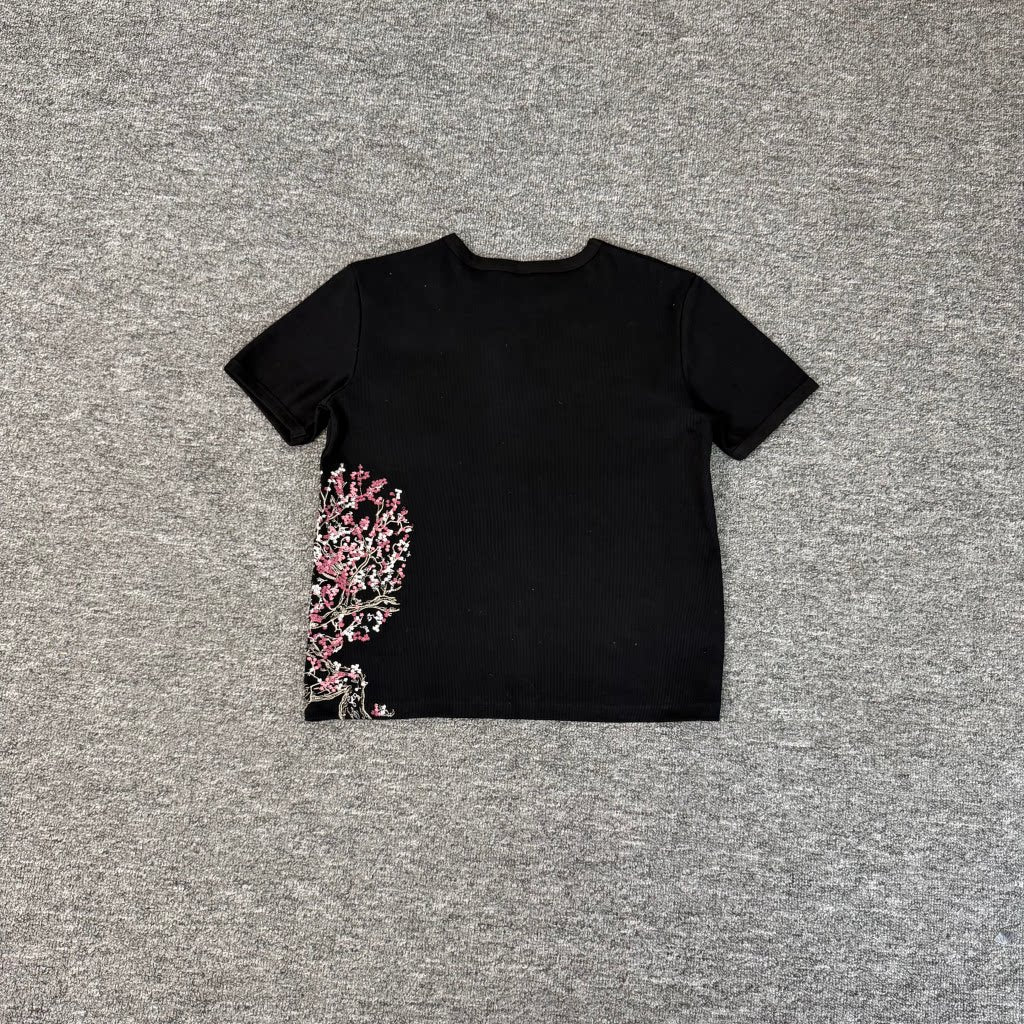 Derschutze Sakura Embroidered Pure Cotton Tee