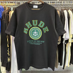 RHUDE Green Graphic Printed Vintage Oversized Summer Tee
