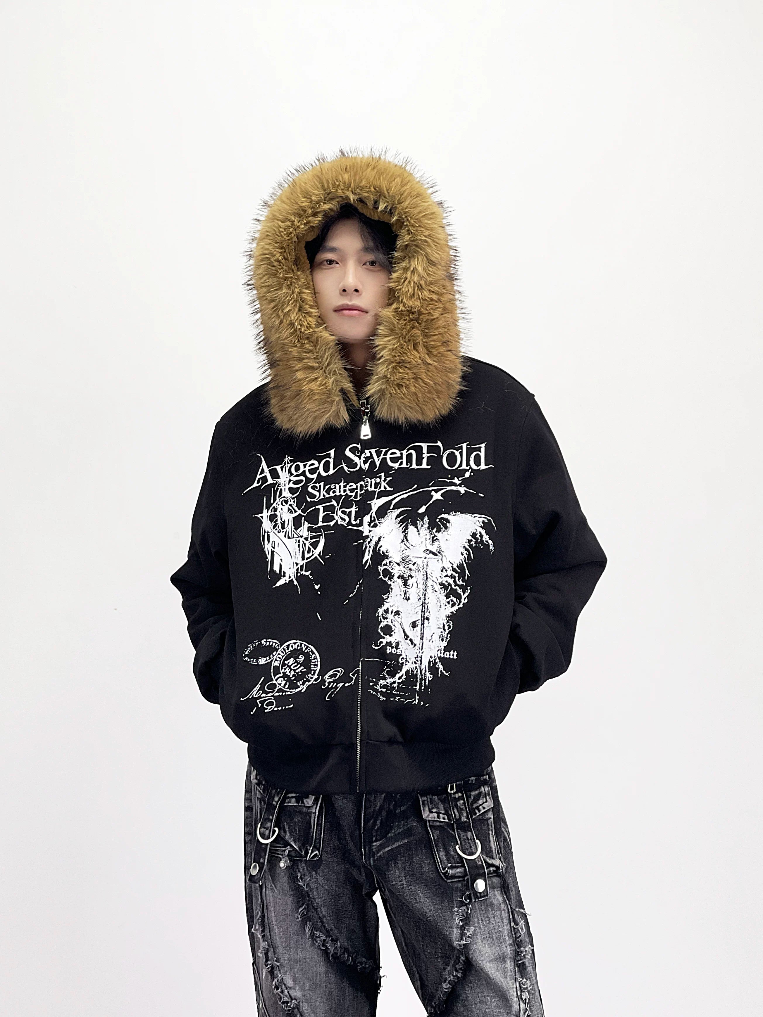 A knife detachable fur-lined thick coat