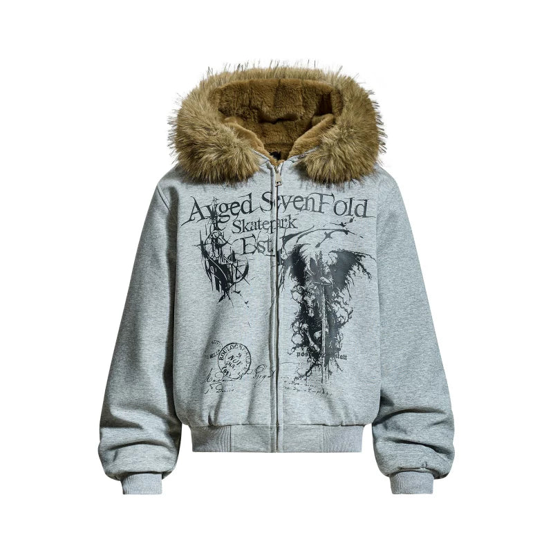 A knife detachable fur-lined thick coat