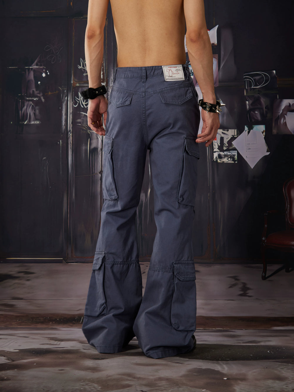 Unmanned island light Asian punk y2k diagonal zipper decoration deconstruction splicing three-dimensional cutting slim fit micro flared pants long pants