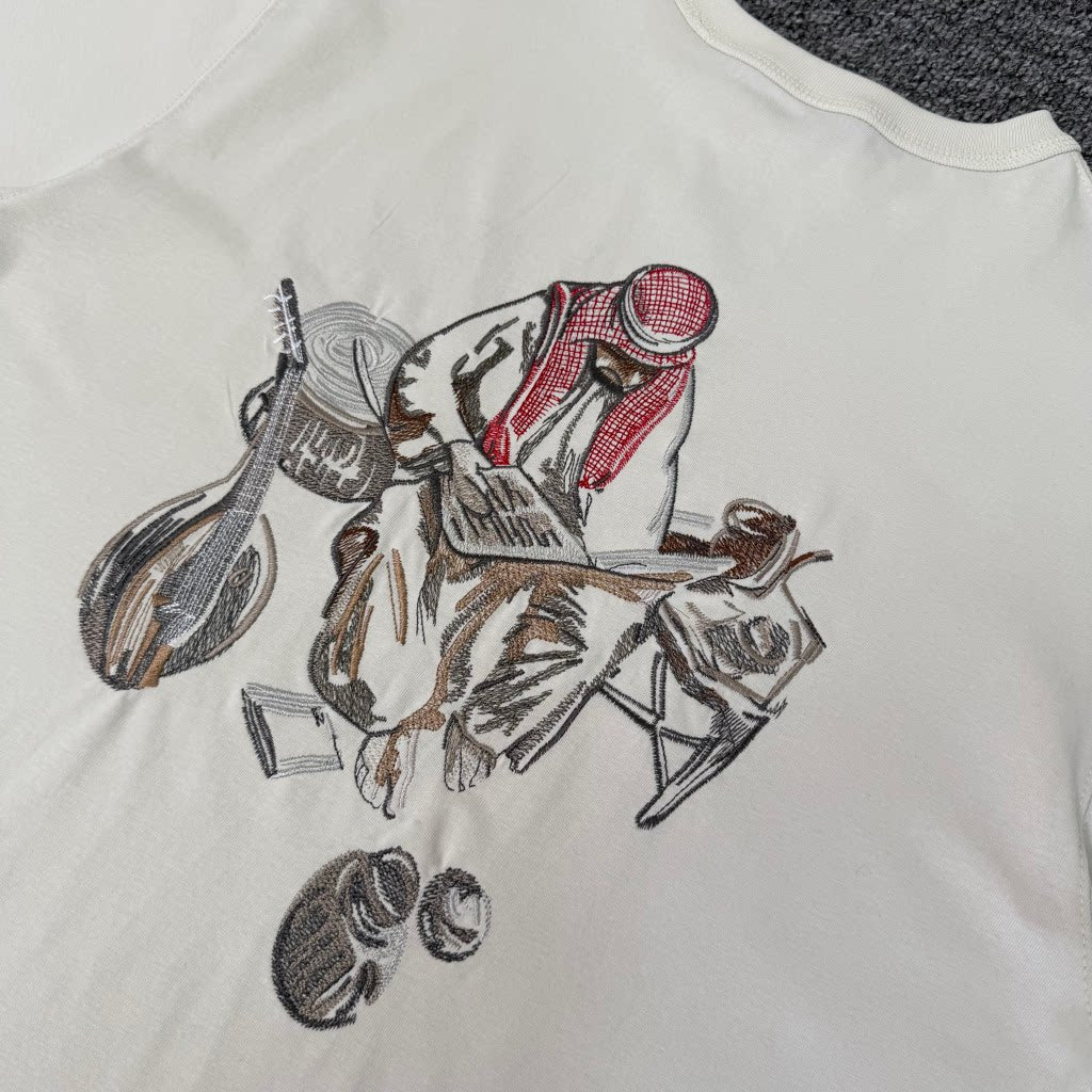 Derschutze Embroidered Character Pure Cotton Tee