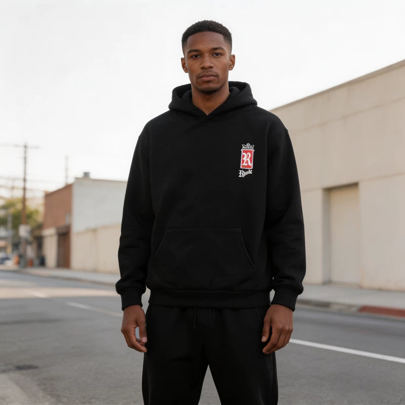 RHUDE 26ss Vintage Logo Fleece Lined Winter Hoodie