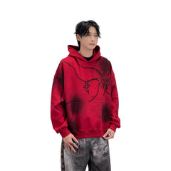 A knife cross-shaped chain printed hooded sweatshirt
