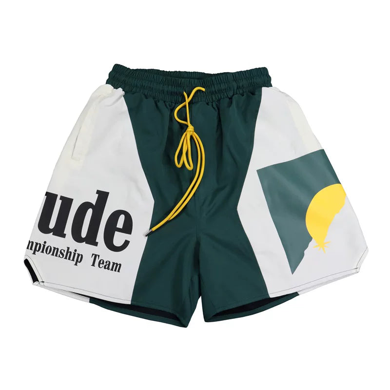 RHUDE Sunset Logo Color Block Casual Sports Shorts