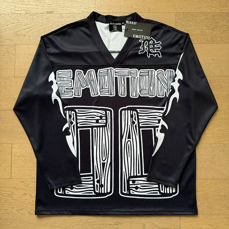 MIXED EMOTION Mesh Jersey Long Sleeve Shorts Set