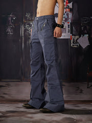 Unmanned island light Asian punk y2k diagonal zipper decoration deconstruction splicing three-dimensional cutting slim fit micro flared pants long pants