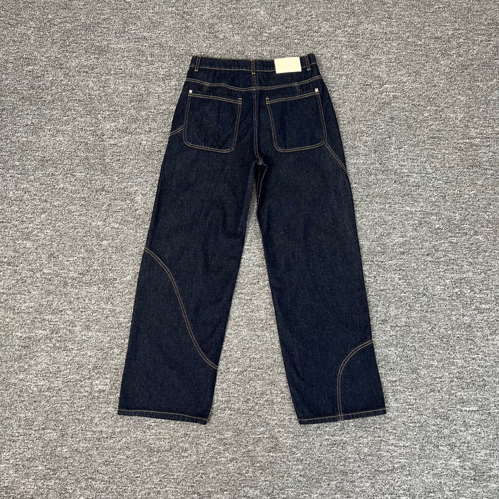Derchutze Embroidered Patchwork Loose Straight Jeans