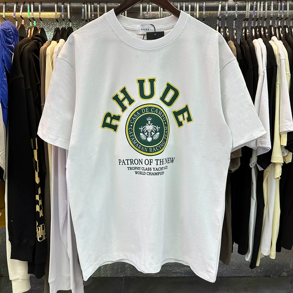 RHUDE Green Graphic Printed Vintage Oversized Summer Tee