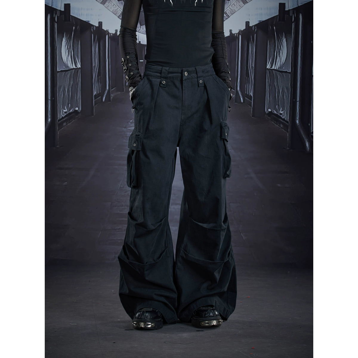 Unmanned island American casual street deconstruction and splicing design with multiple pockets for work pants and casual pants
