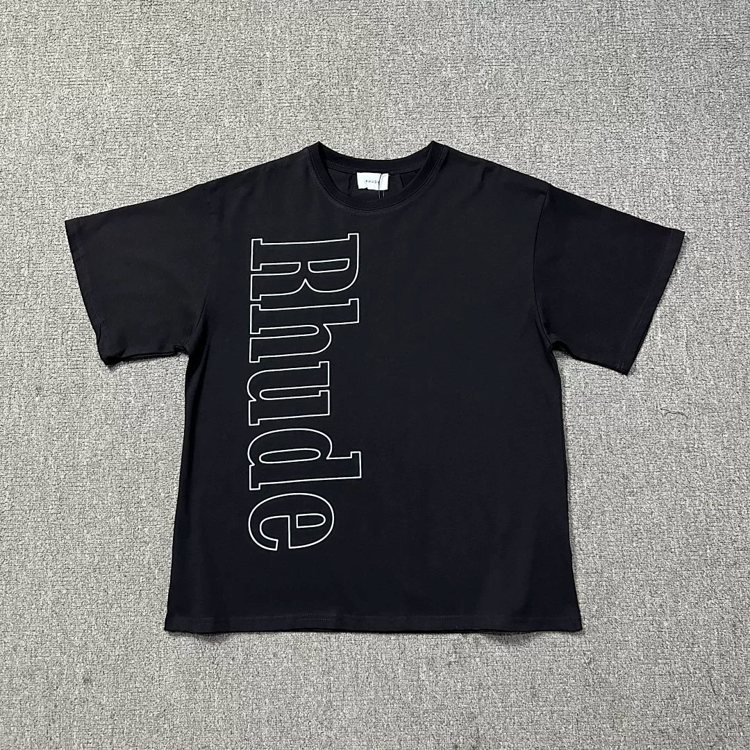 RHUDE Hollow Letter Graphic Pure Cotton Summer Tee
