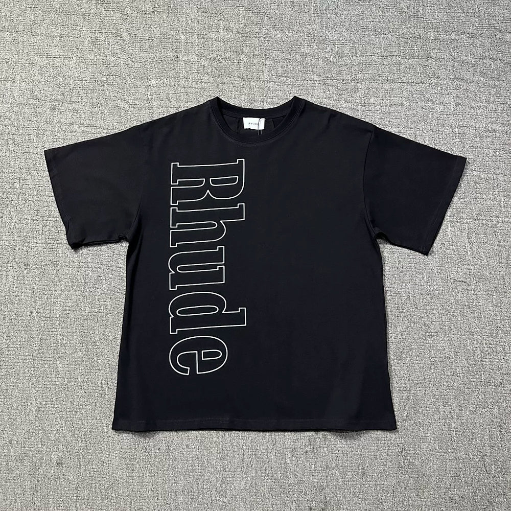 RHUDE Hollow Letter Graphic Pure Cotton Summer Tee