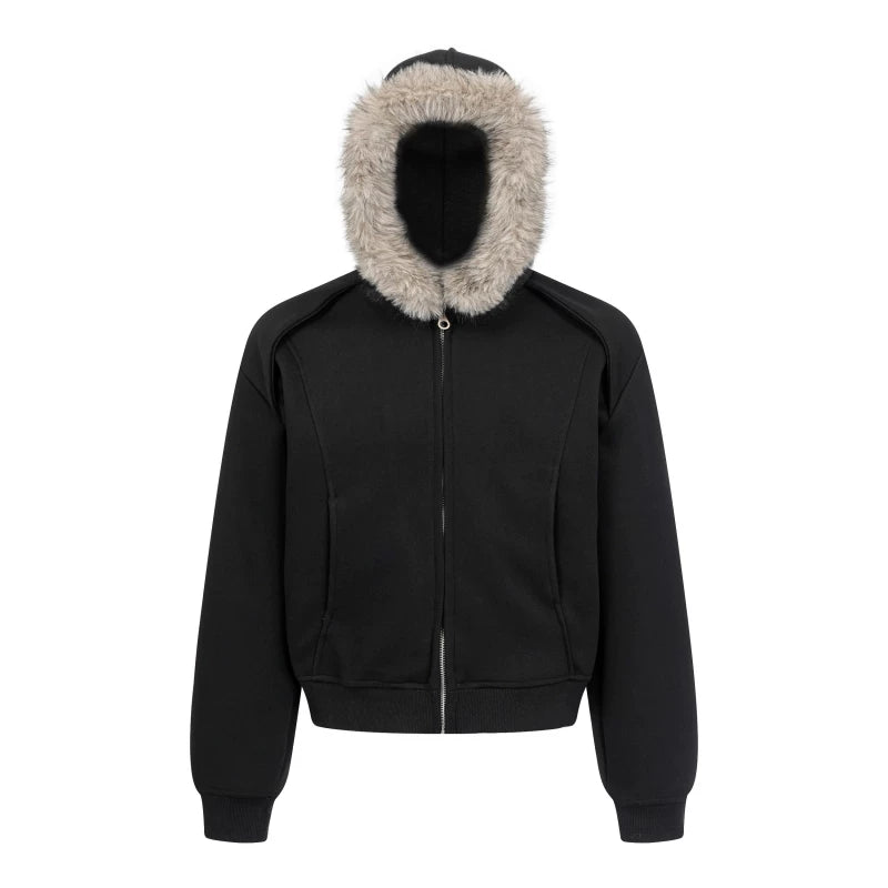 A knife cleanfit hooded boyfriend short coat with a collar