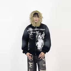 A knife streetwear heavyweight woolen pullover jacket