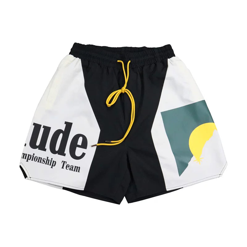 RHUDE Sunset Logo Color Block Casual Sports Shorts