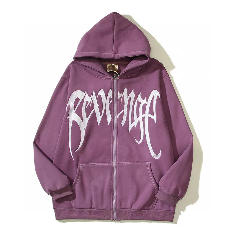 Revenge High Street Heavy Embroidered Zip Up Hoodie