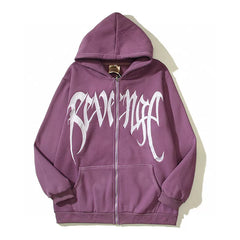 Revenge High Street Heavy Embroidered Zip Up Hoodie