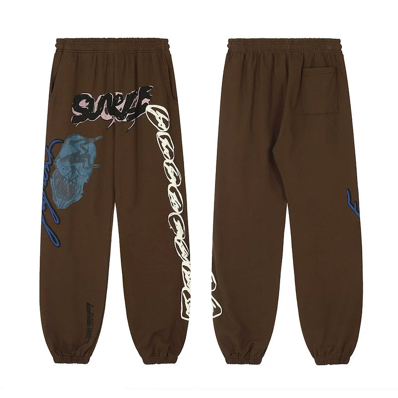 Travis Scott, Hiroshi Fujiwara, Skeleton Lightning Collaboration Waist Pants, High Street Hip Hop Sports Casual Loose Leg Tights