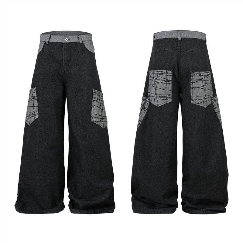 A knife-style wide-leg denim pants