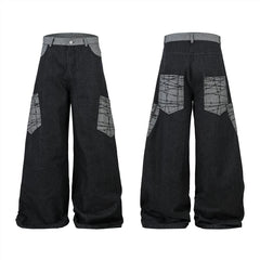 A knife-style wide-leg denim pants