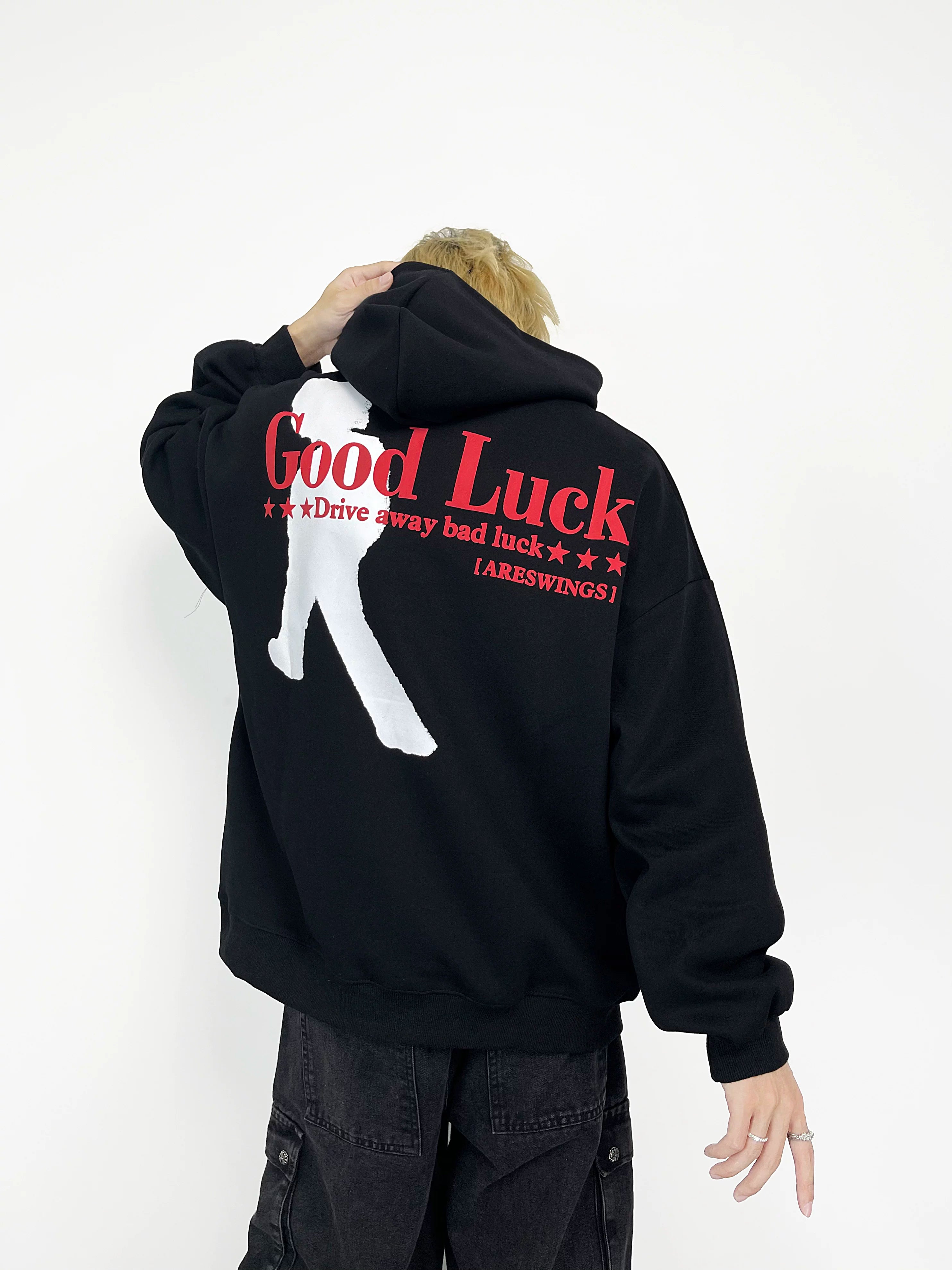 A knife streetwise cool letter-printed hooded sweatshirt