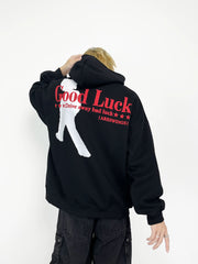 A knife streetwise cool letter-printed hooded sweatshirt