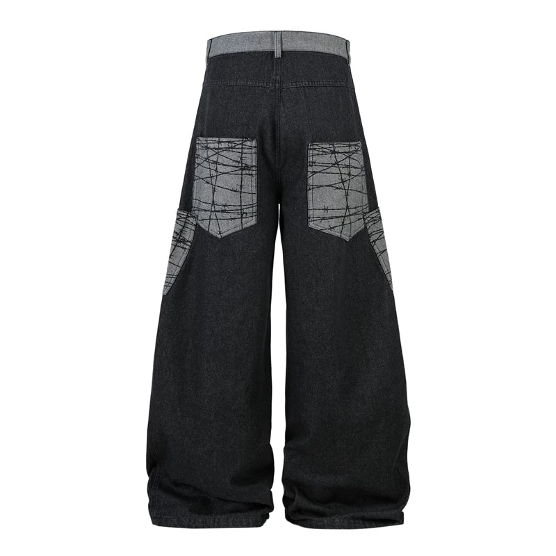A knife-style wide-leg denim pants