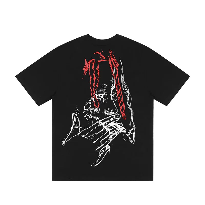 Revenge Vintage Sketch Character Oversized Graphic Tee