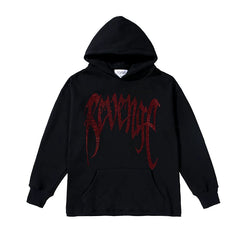 Revenge Diamond Heart Rhinestone Fleece Streetwear Hoodie