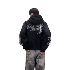 A knitted cross-shaped sword tie-dye distressed cardigan jacket